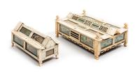 Two Prisoner-of-War Bone Cribbage Boards Height of larger 3 x width 6 x length 9 inches. — FRENCH, 19TH CENTURY