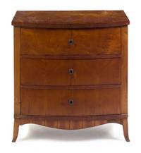 A Biedermeier Birch Chest of Drawers Height 31 x width 30 x depth 20 1/2 inches.