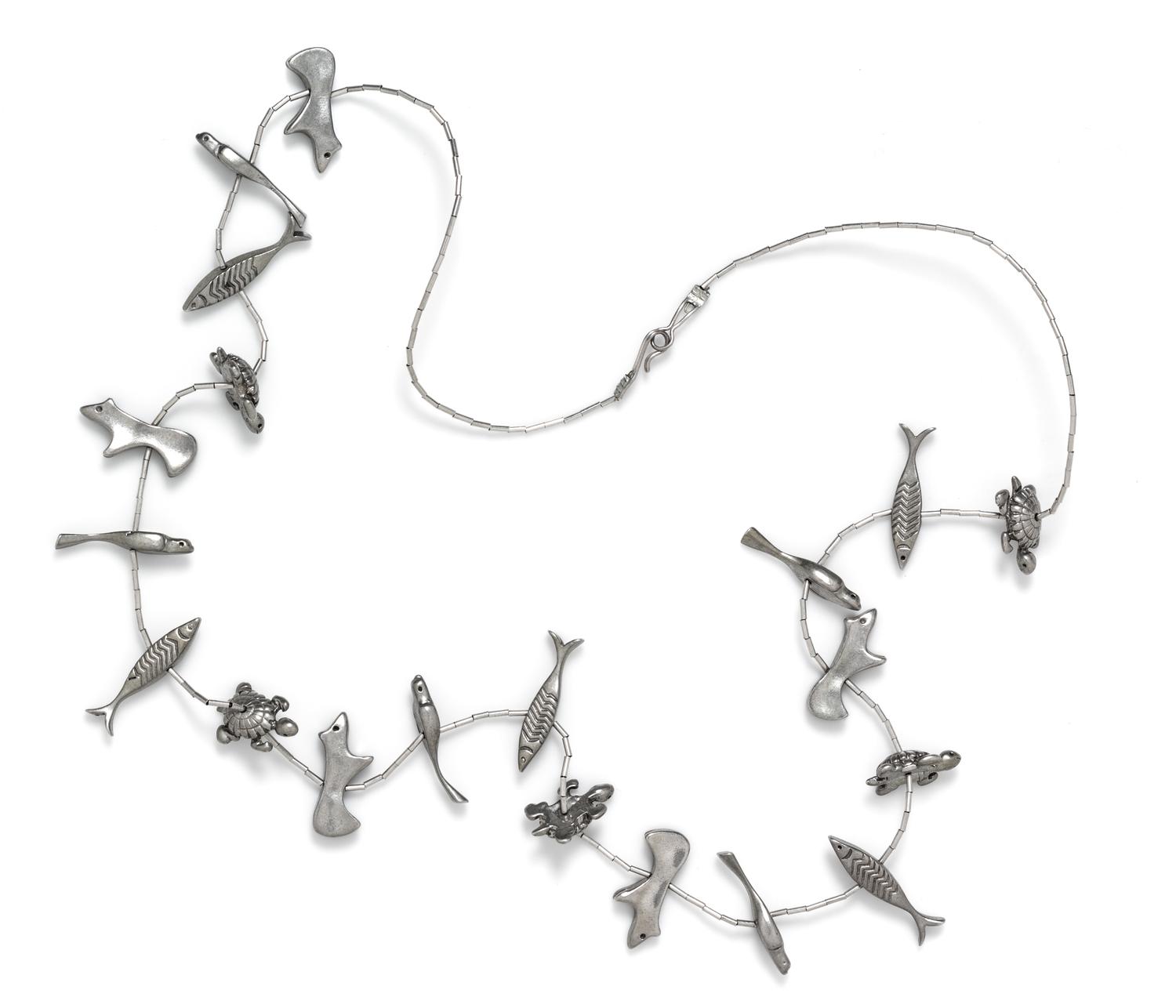 A Silver Fetish Necklace, Native American, 52.90 dwts.