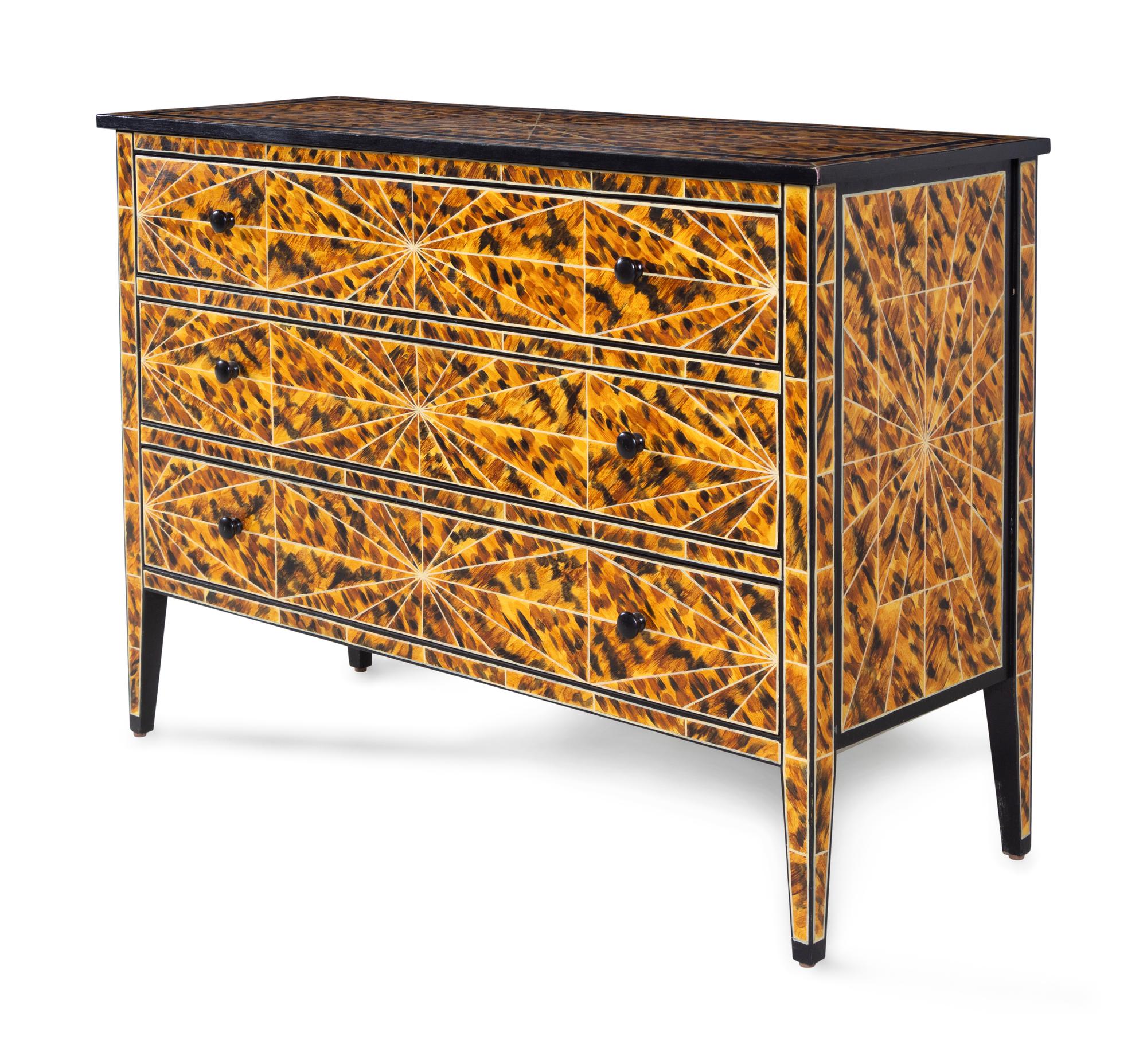 A Faux Tortoise Shell Painted Commode