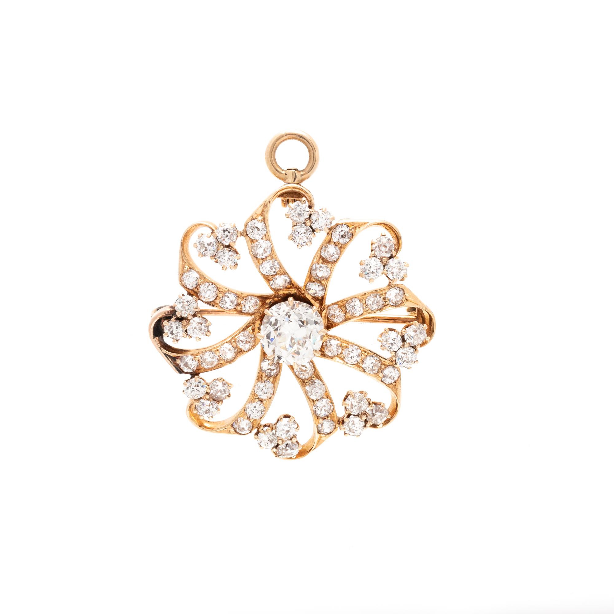 ANTIQUE, DIAMOND PENDANT/BROOCH