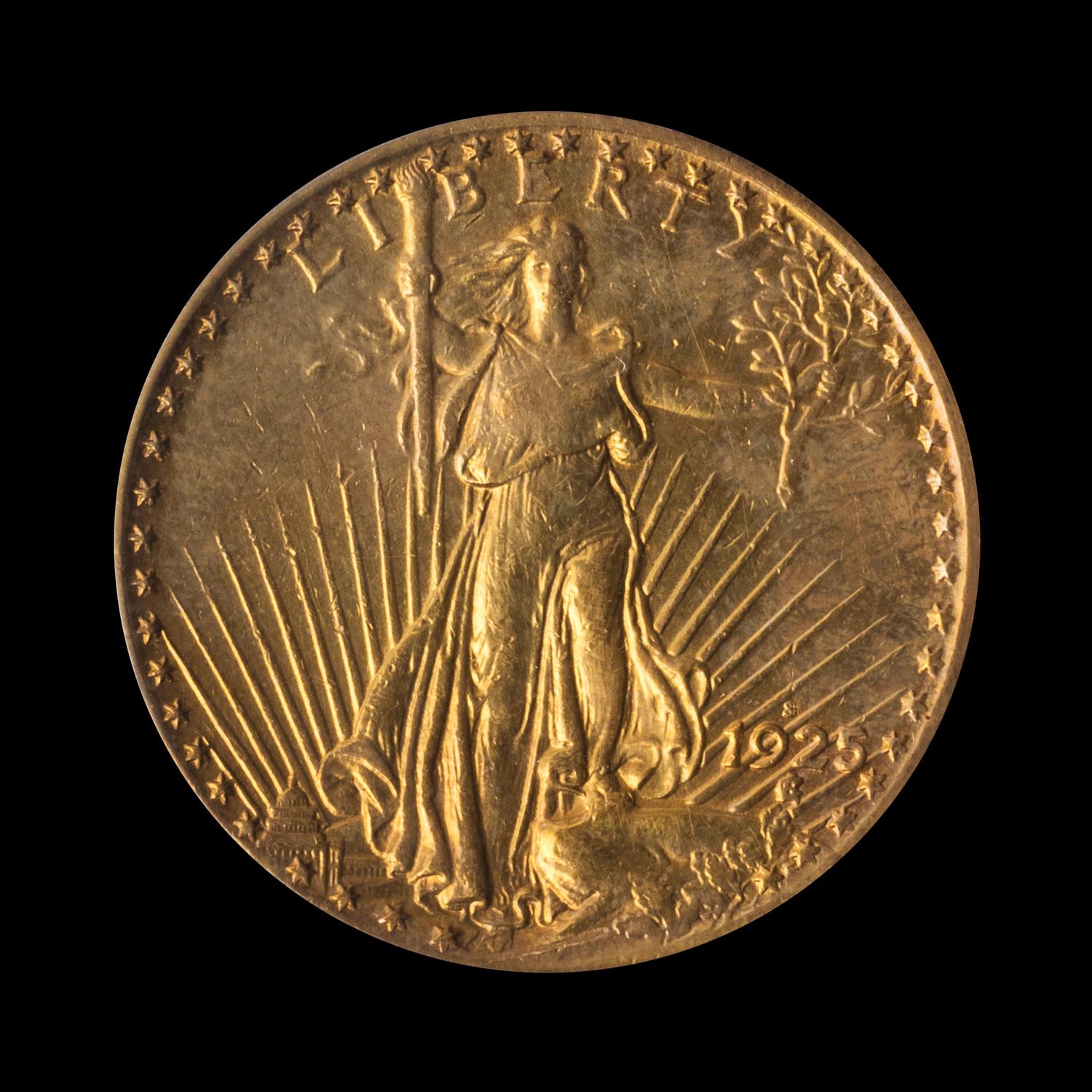 A United States 1925-S St. Gaudens $20 Gold Coin