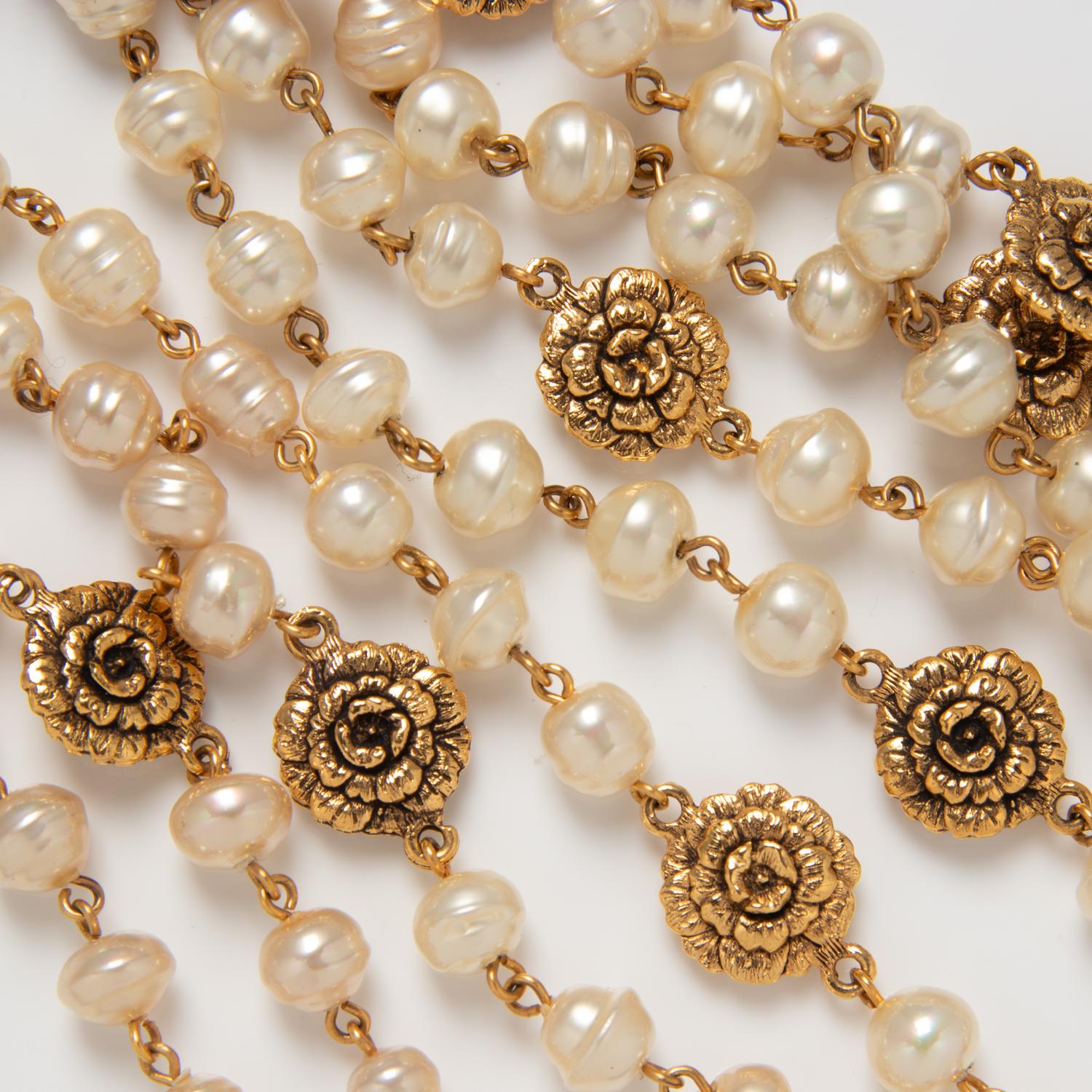 Chanel, Camellia & Gripoix Pearl Necklace and Bracelet Set