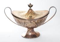 An English Silver-plate Soup Tureen and Cover, JR & S Width over handles 16 inches.