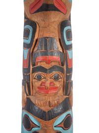 Large Carved and Brightly Painted Totem Pole