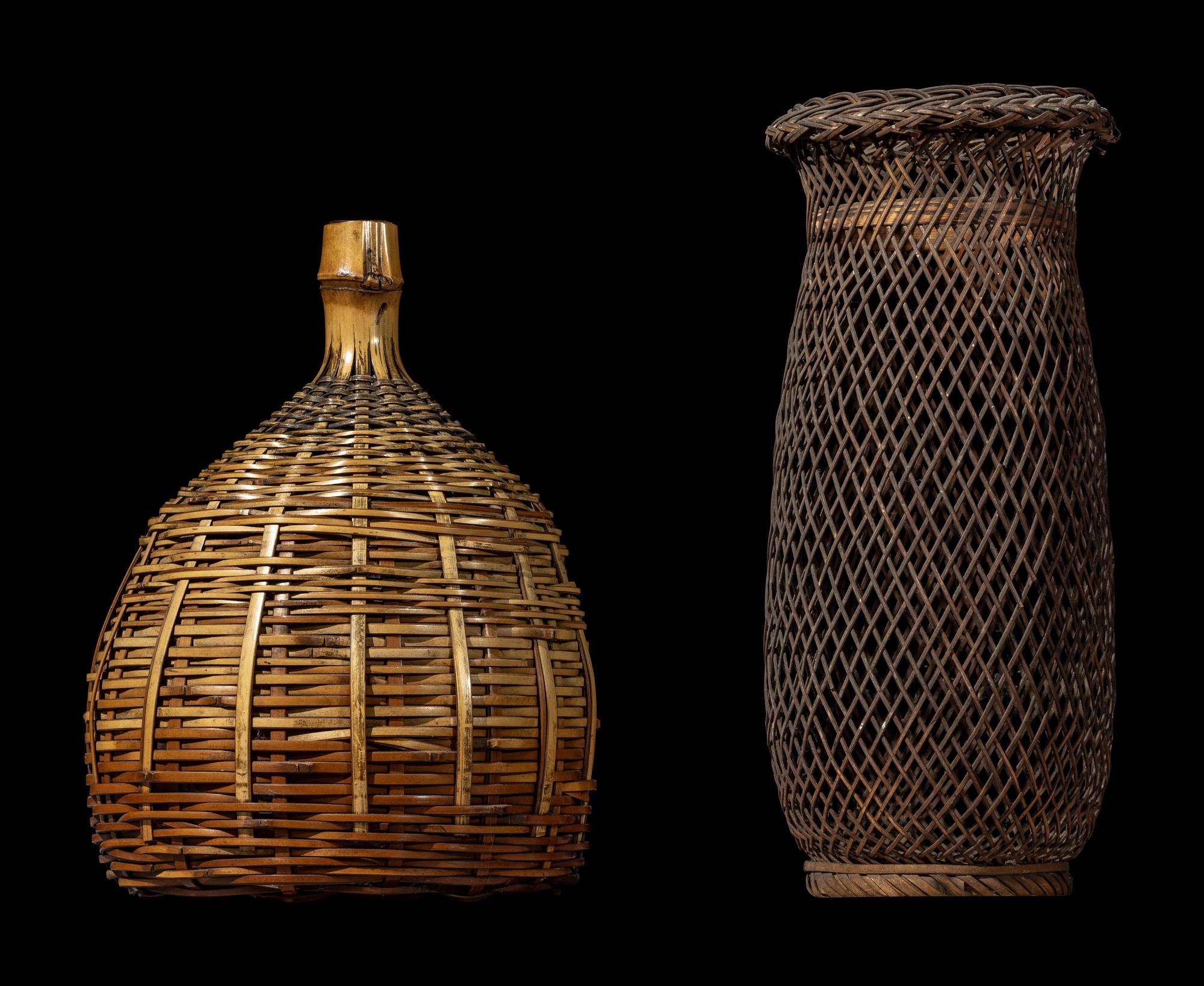 Two Japanese Ikebana Bamboo Baskets