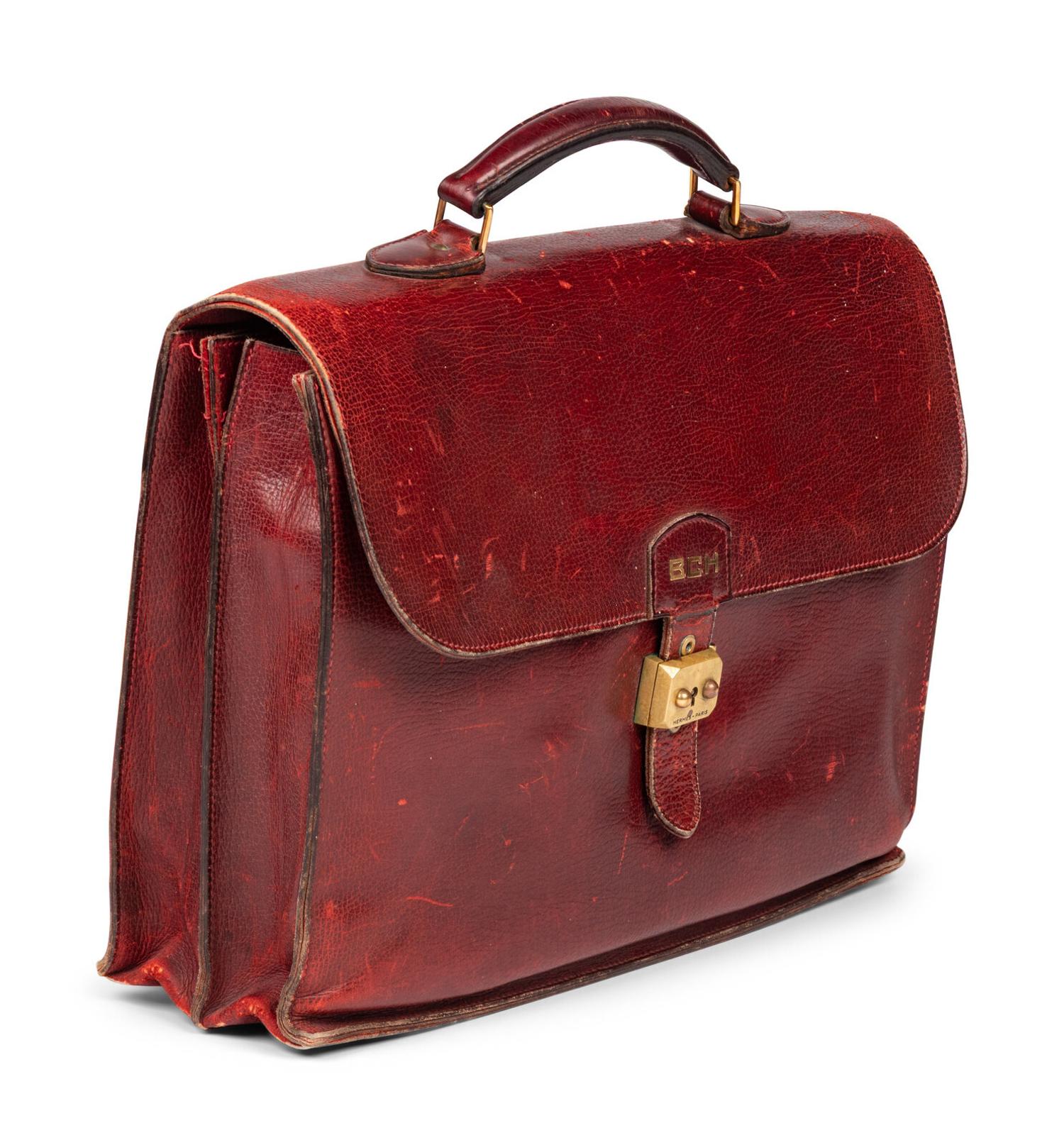 Hermès, Burgundy Leather Briefcase