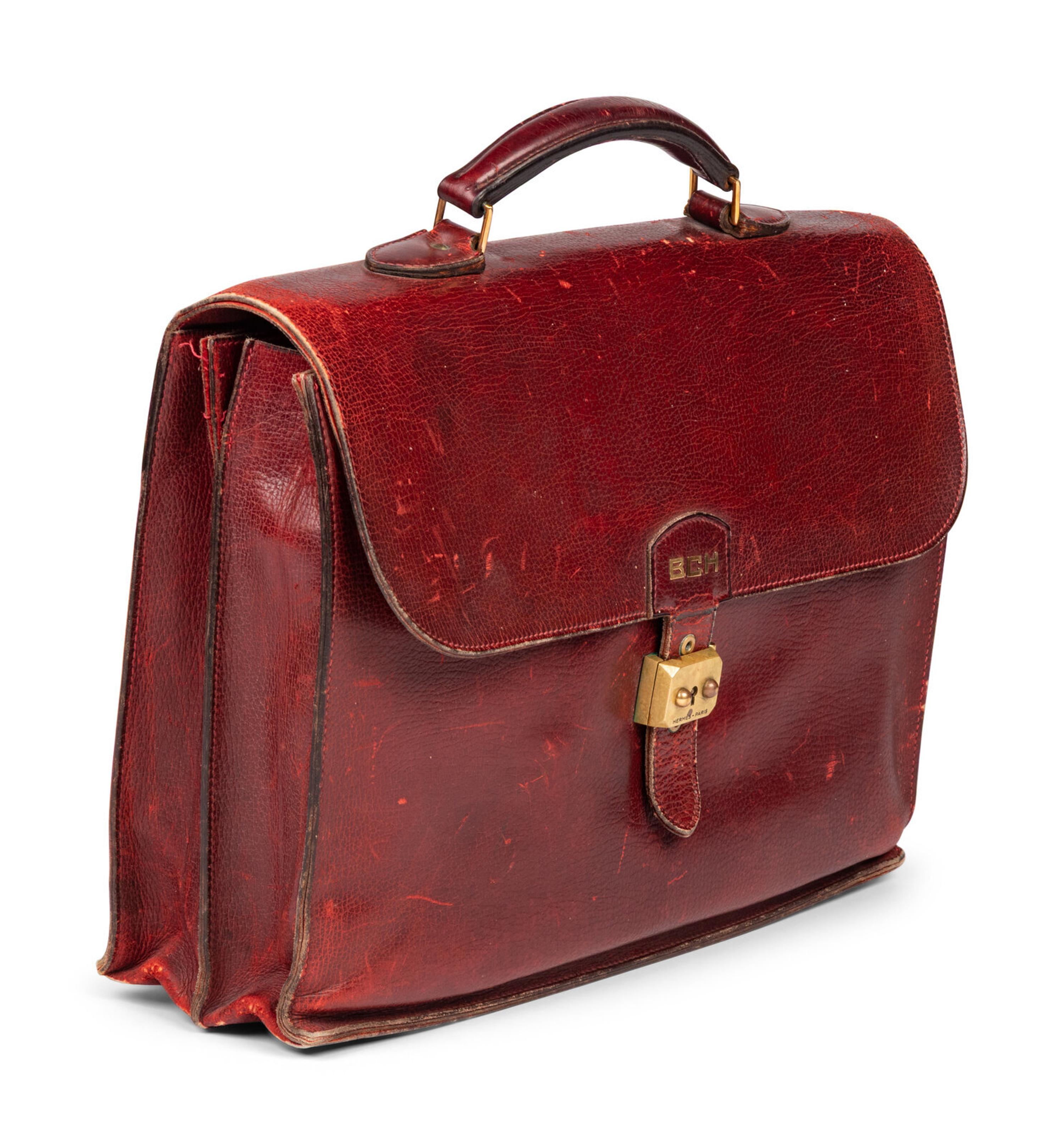 Hermès, Burgundy Leather Briefcase