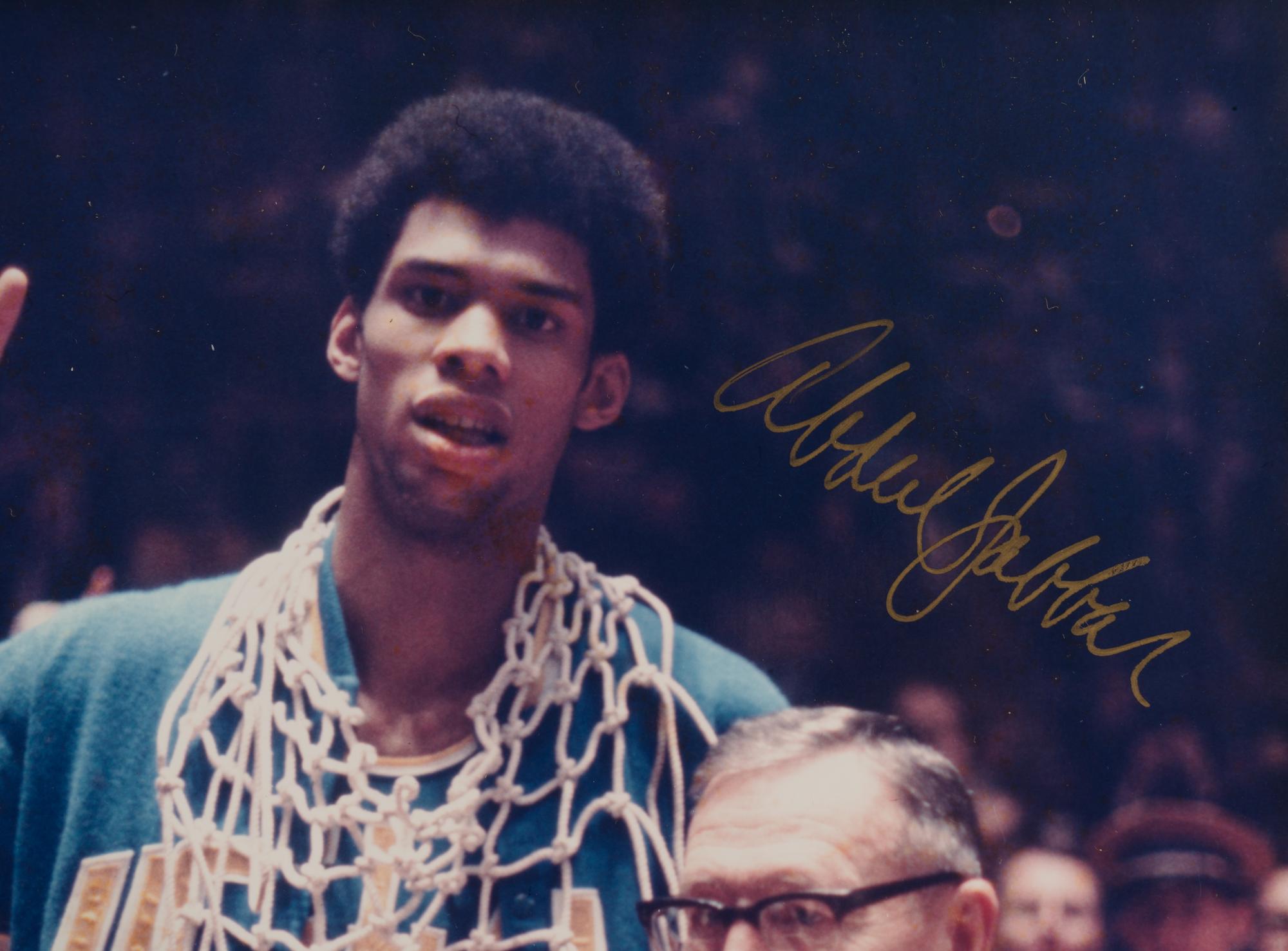 A Kareem Abdul-Jabbar and John Wooden UCLA Basketball Dual Signed Photograph (BAS Beckett Authentication Services Certified),