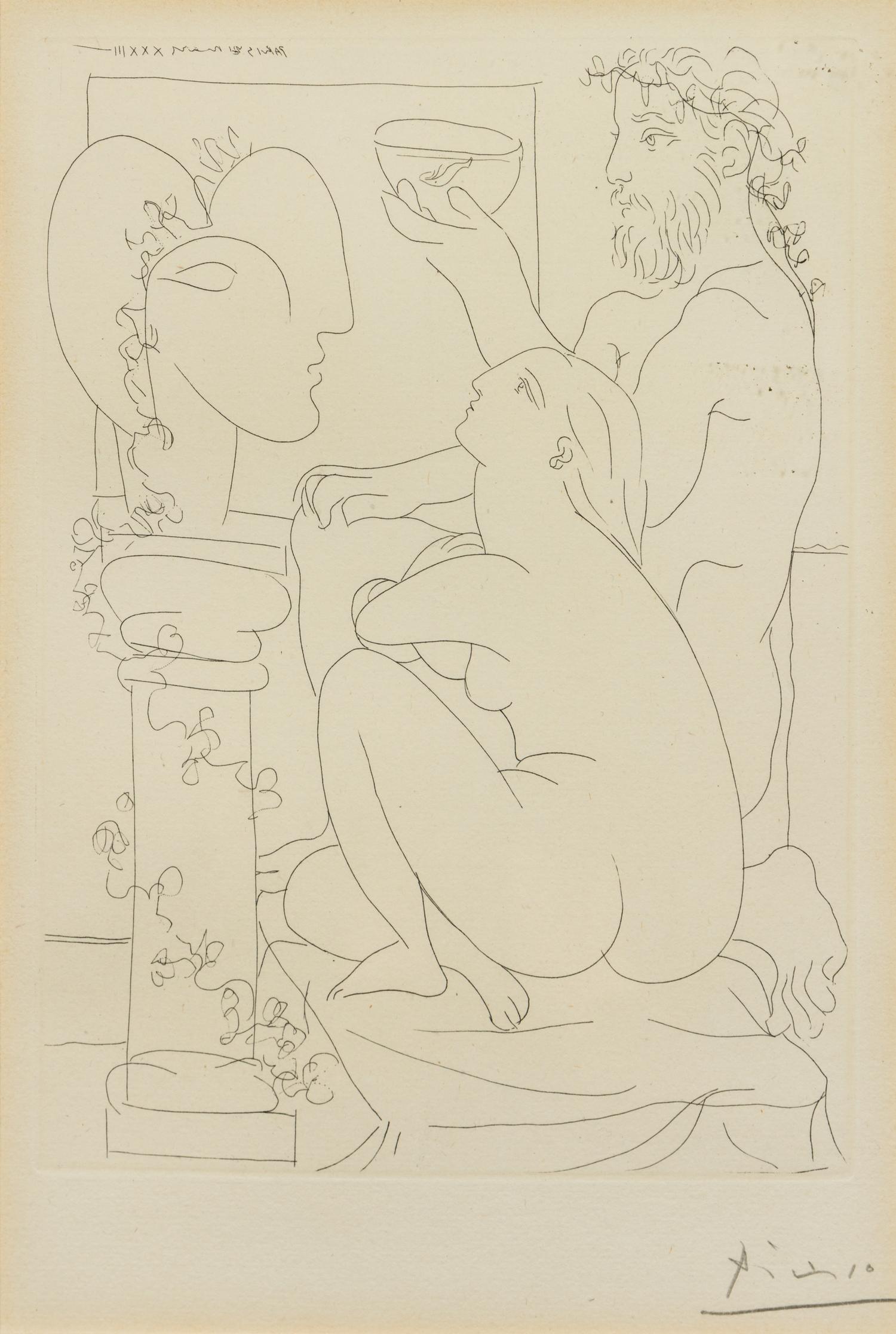 Pablo Picasso, (Spanish, 1881-1973), Sculpteur avec coupe et modèle accroupi, 1933 (from Suite Vollard)