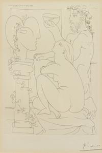 Pablo Picasso, (Spanish, 1881-1973), Sculpteur avec coupe et modèle accroupi, 1933 (from Suite Vollard)