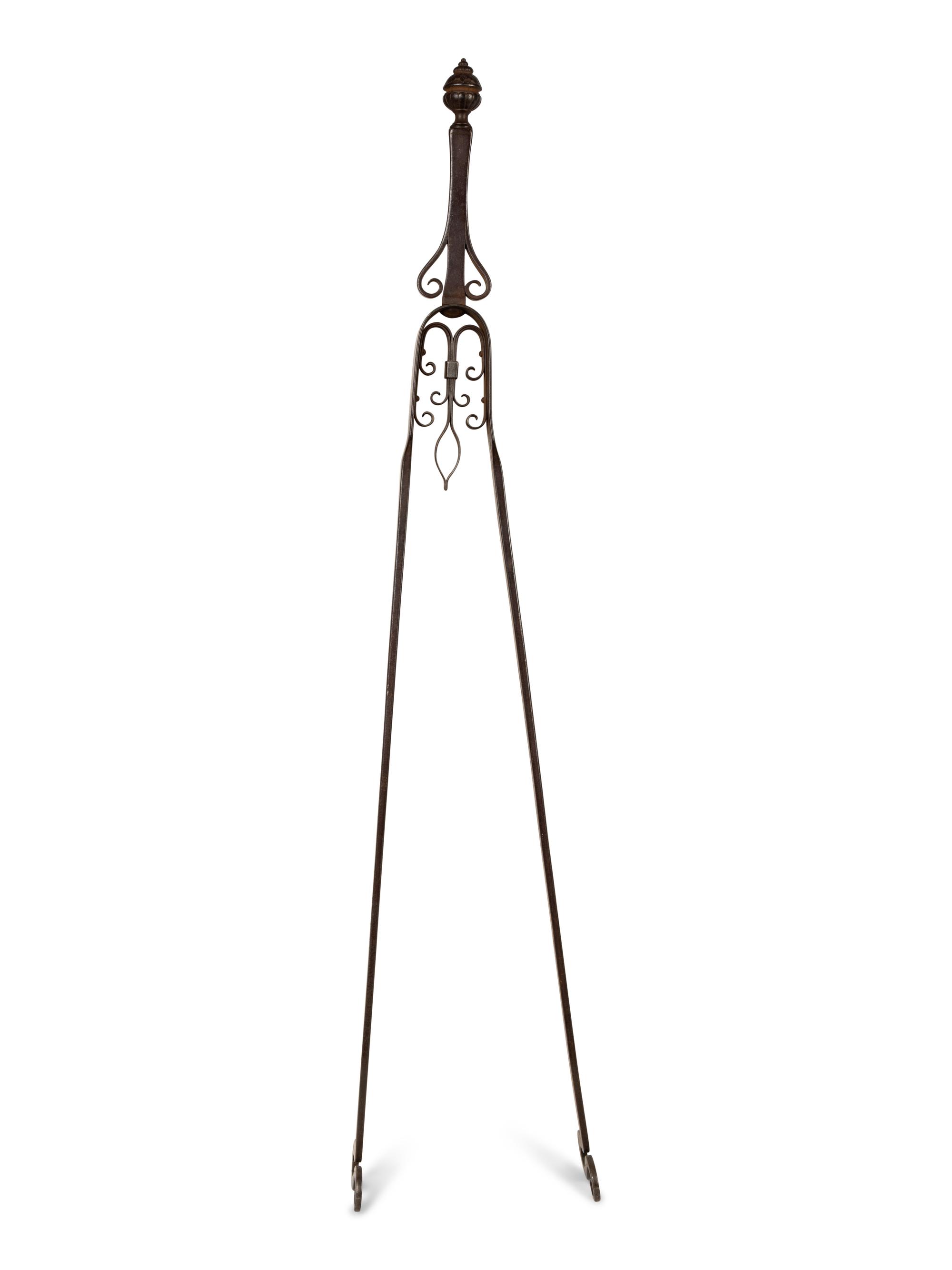 A Set of Continental Wrought Iron Fire Tools with a Pair of Tool Stands — 19TH CENTURY