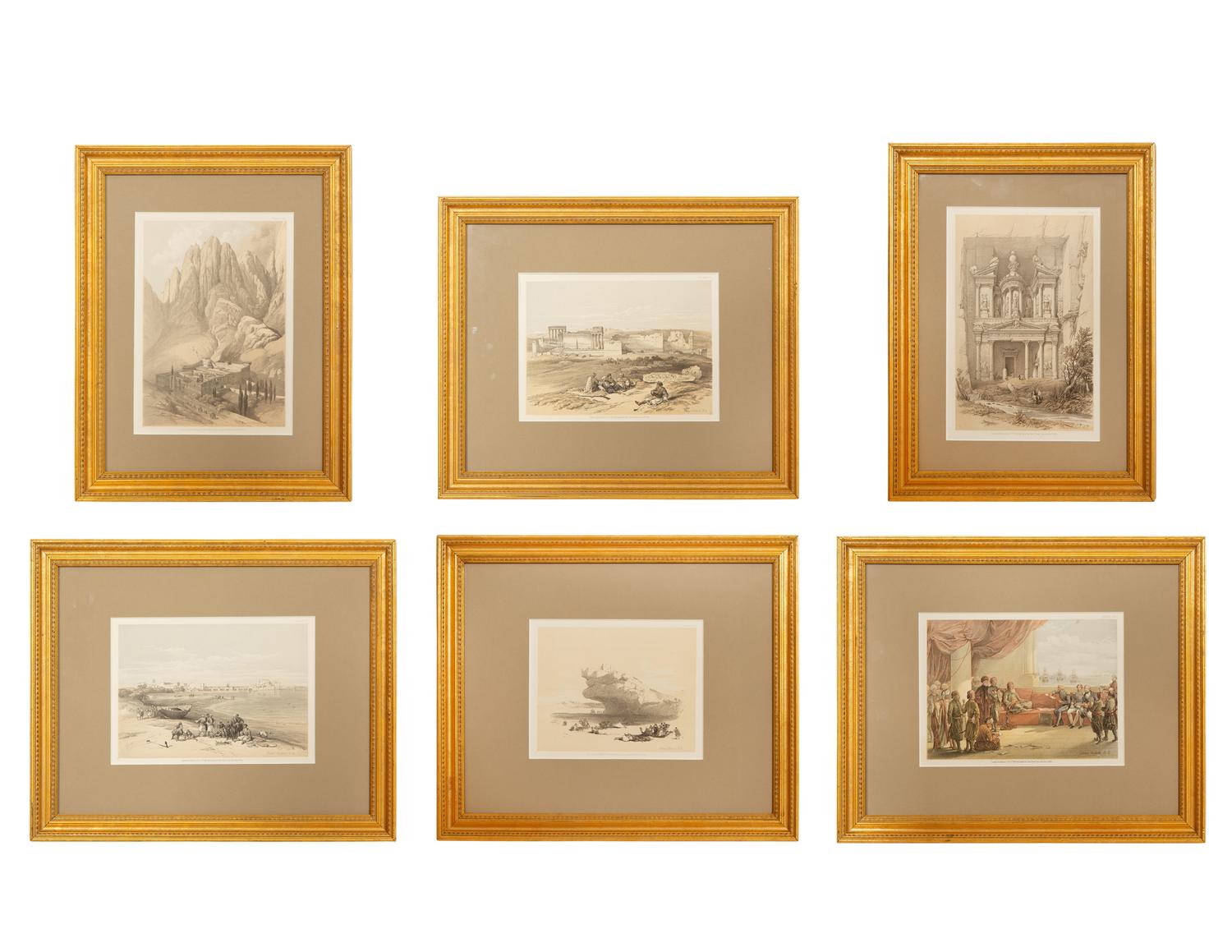 Six Tinted Lithographs After David Roberts, RA (British, 1796-1864)