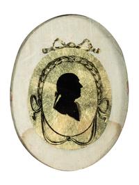 Six Verre Eglomise Silhouette Portraits of Gentlemen and Military Officers