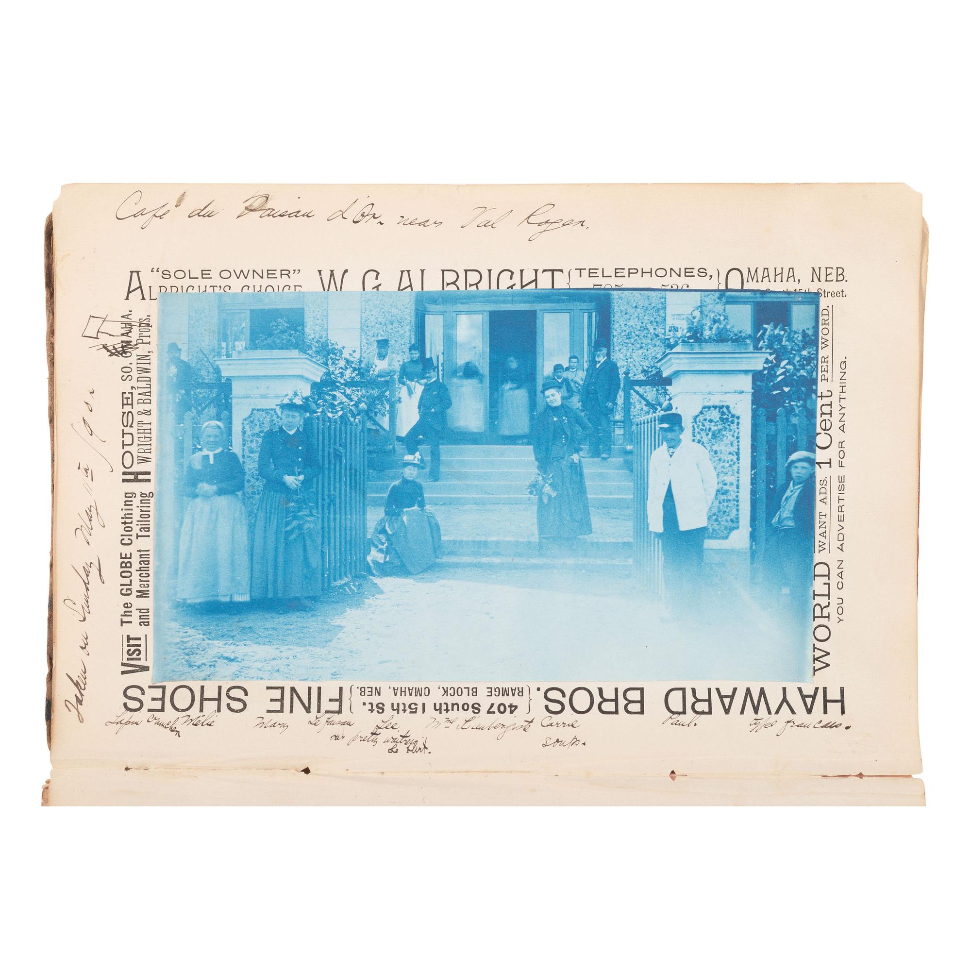 [Early Photography] Collection of 60+ cyanotypes, incl. playful and artfully posed scenes