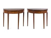 A Pair of George III Style Mahogany and Marquetry Flip-Top Tables
