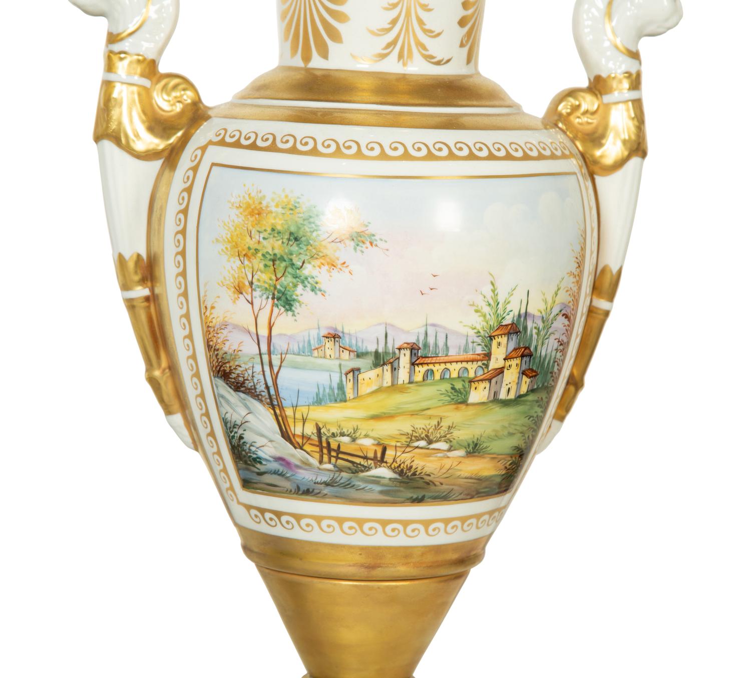 A Pair of Paris Porcelain Lamps and an Additional Lamp