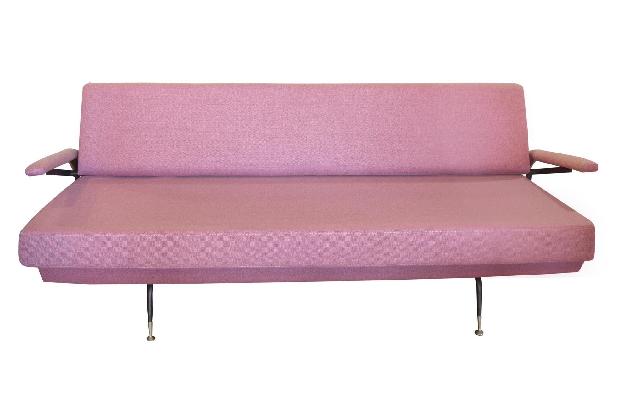 An Iron and Brass Sofa/Bed in the Style of Osvaldo Borsan 79" W x 35" D x 30" H — Italian, Mid-20th Century