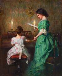 James Francis Day, (American, 1863-1942), The Piano Lesson