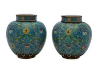 A Pair of Chinese Export Cloisonné Enamel Ginger Jars