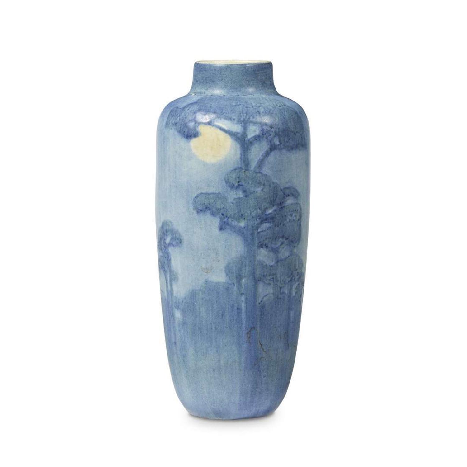 Henrietta Bailey for Newcomb College Pottery scenic landscape vase, new orleans, louisiana, 1916