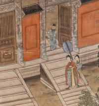 A Pair of Chinese Ink and Color on Silk Scroll Paintings
