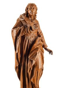 A Continental Carved Wood Figure of a Saint with an Associated Pedestal