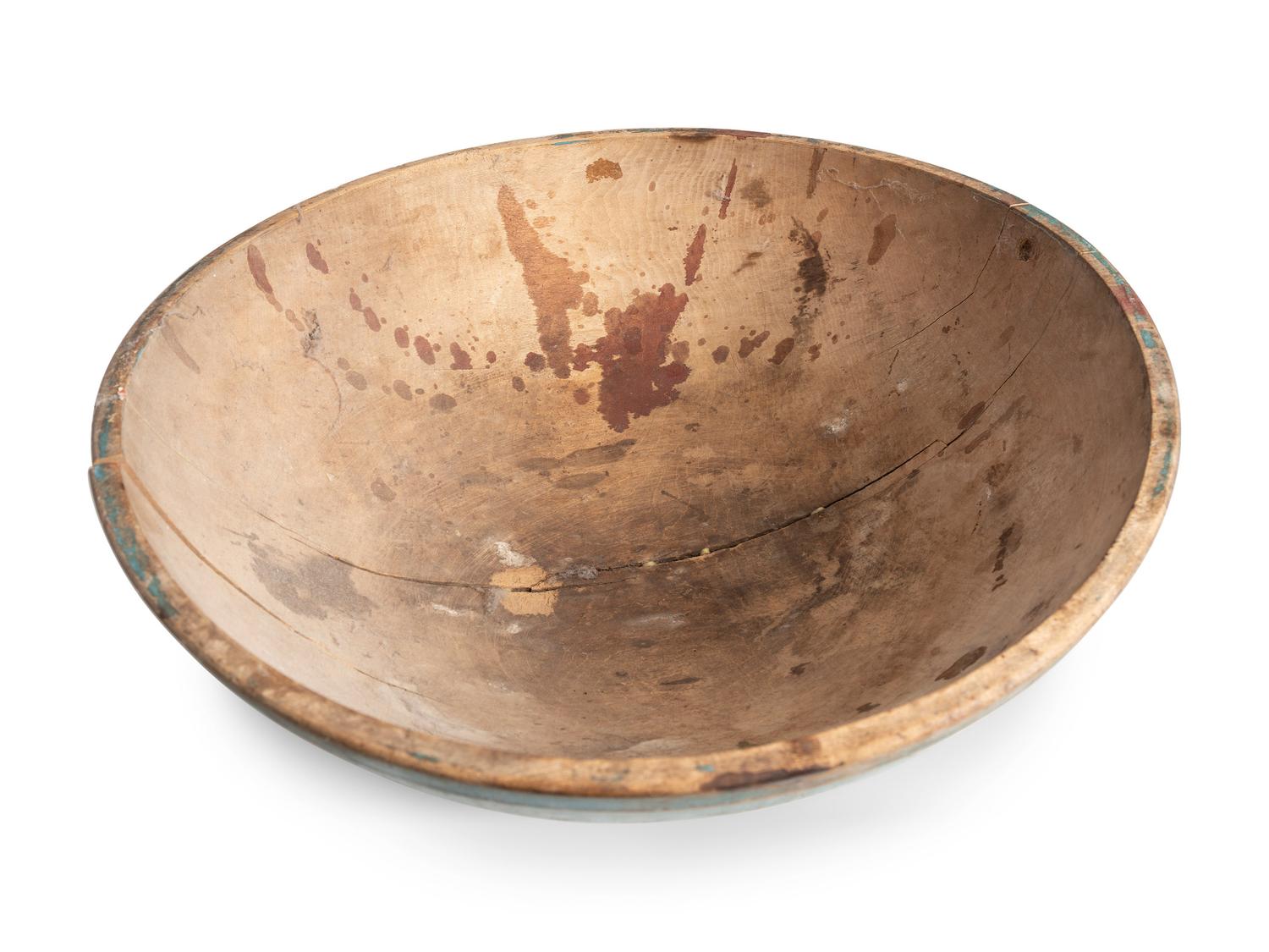 Four Stained and Carved Wood Bread Bowls