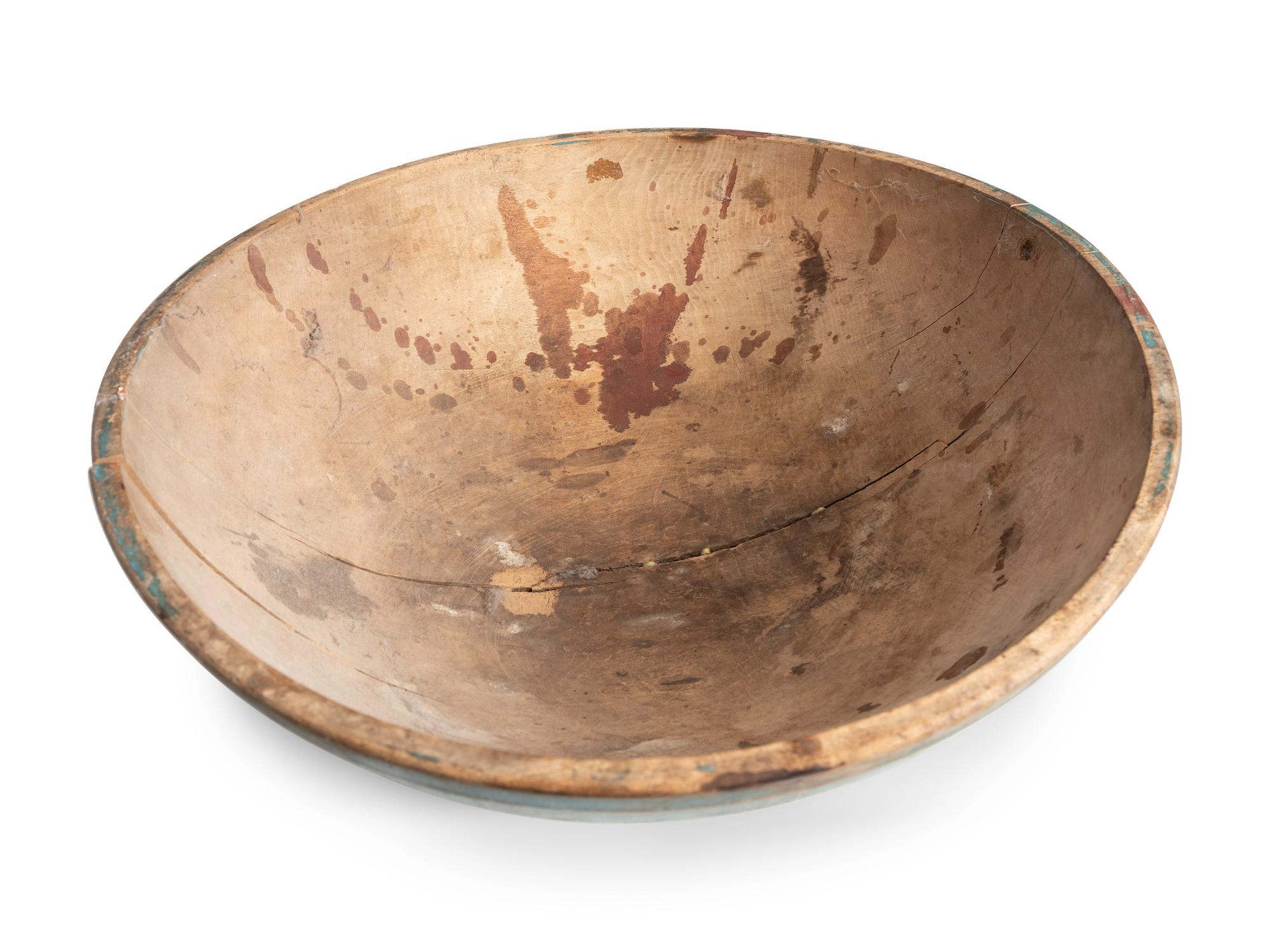 Four Stained and Carved Wood Bread Bowls