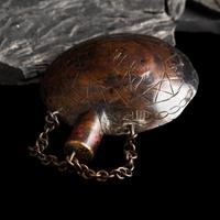Navajo or Pueblo Copper Canteen, with Engraved Rattlesnakes