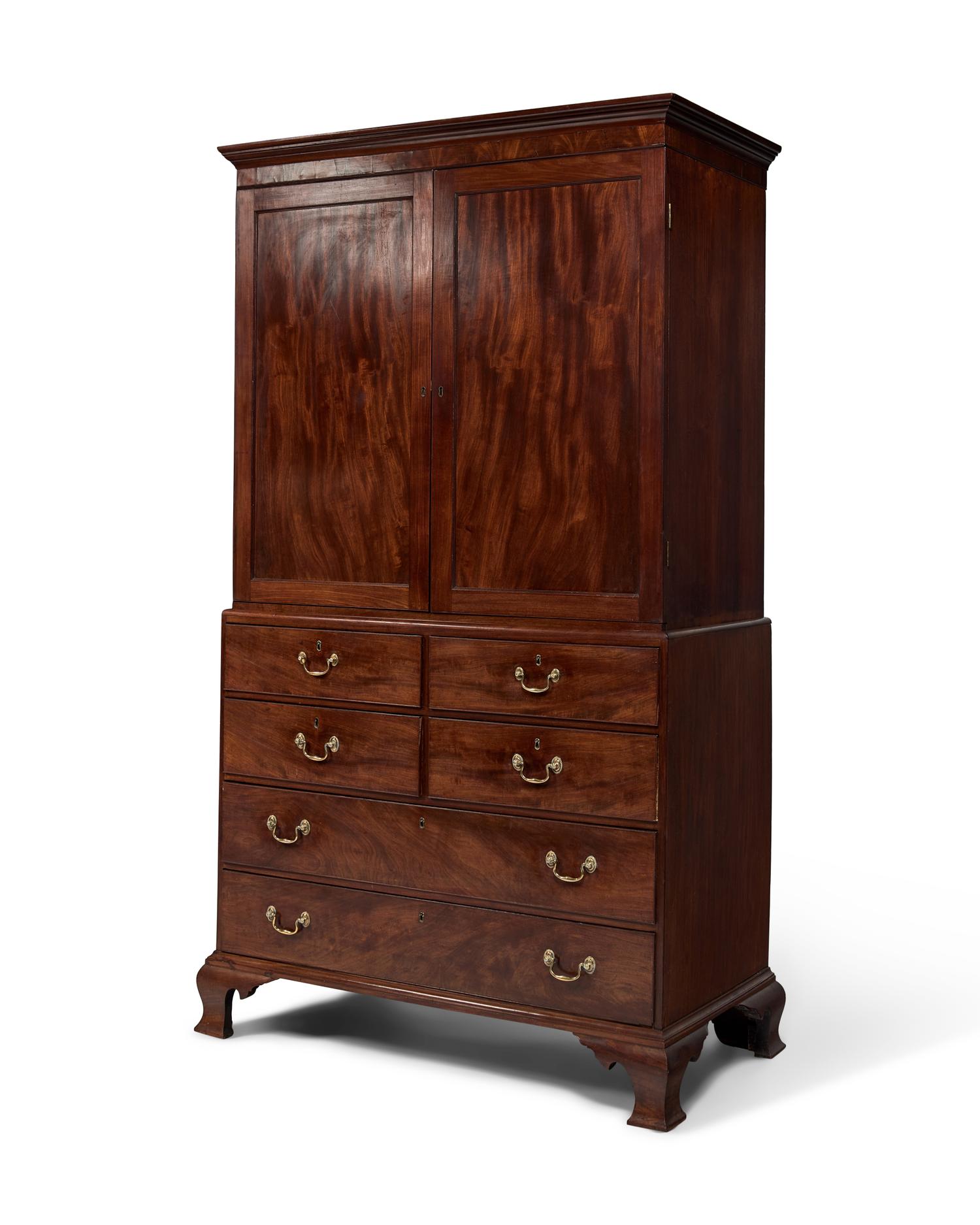 A Chippendale Mahogany Linen Press