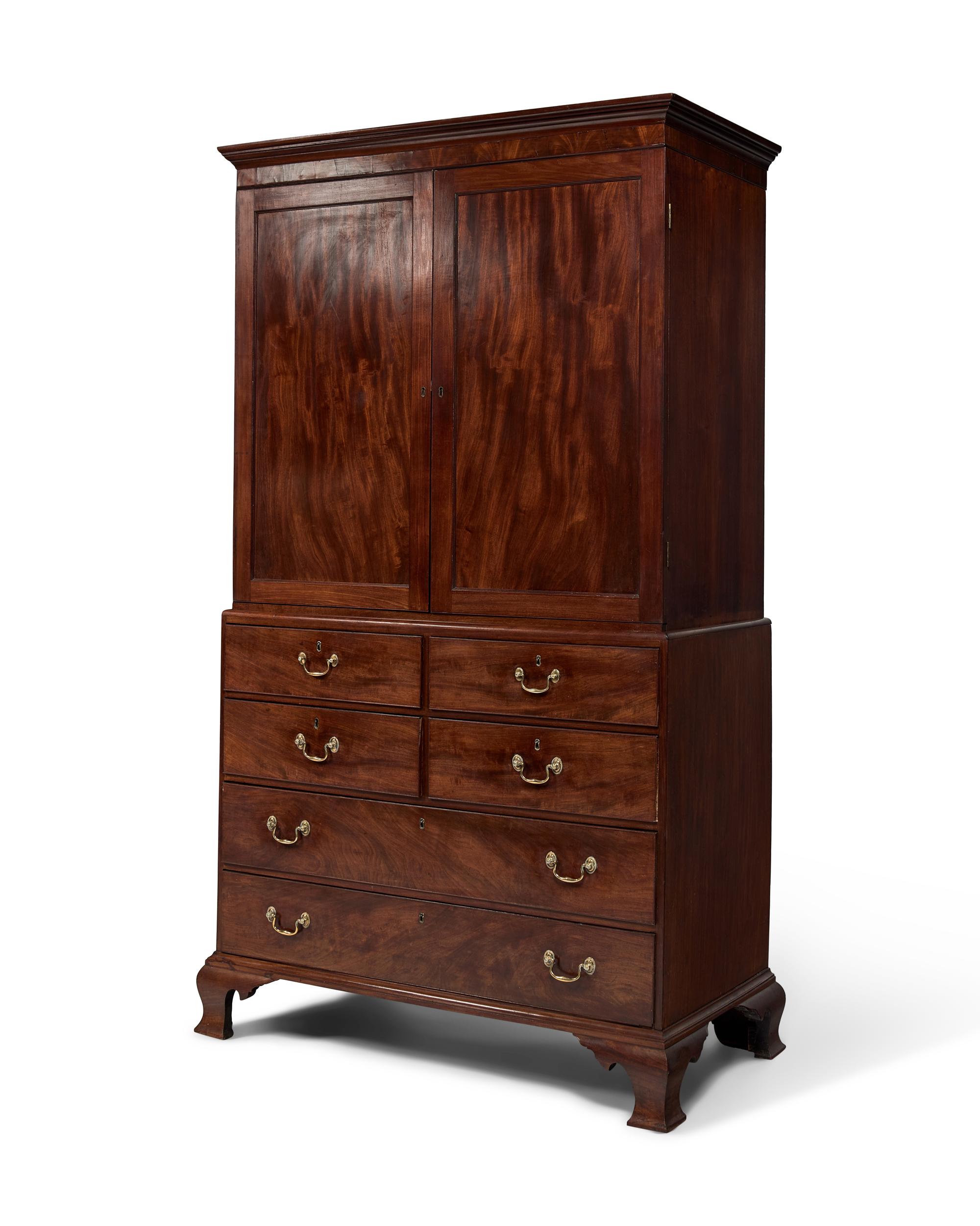 A Chippendale Mahogany Linen Press