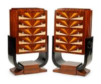 A Pair of Art Deco Style Rosewood and Parquetry Tall Chests