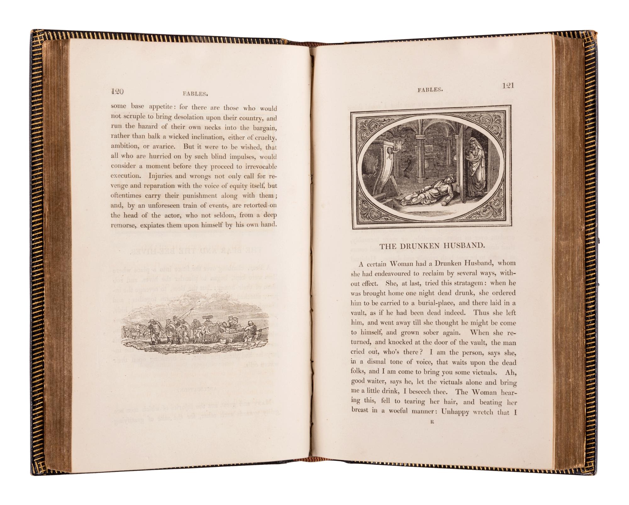 AESOP (ca 620-560 B. C.). -- BEWICK, Thomas (1753-1828). The Fables of Aesop, and Others, with Designs on Wood. Newcastle: E. Walker for T. Bewick and Son, 1818.