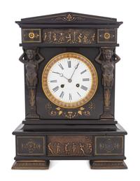 A French Bronze and Slate Mantel Clock