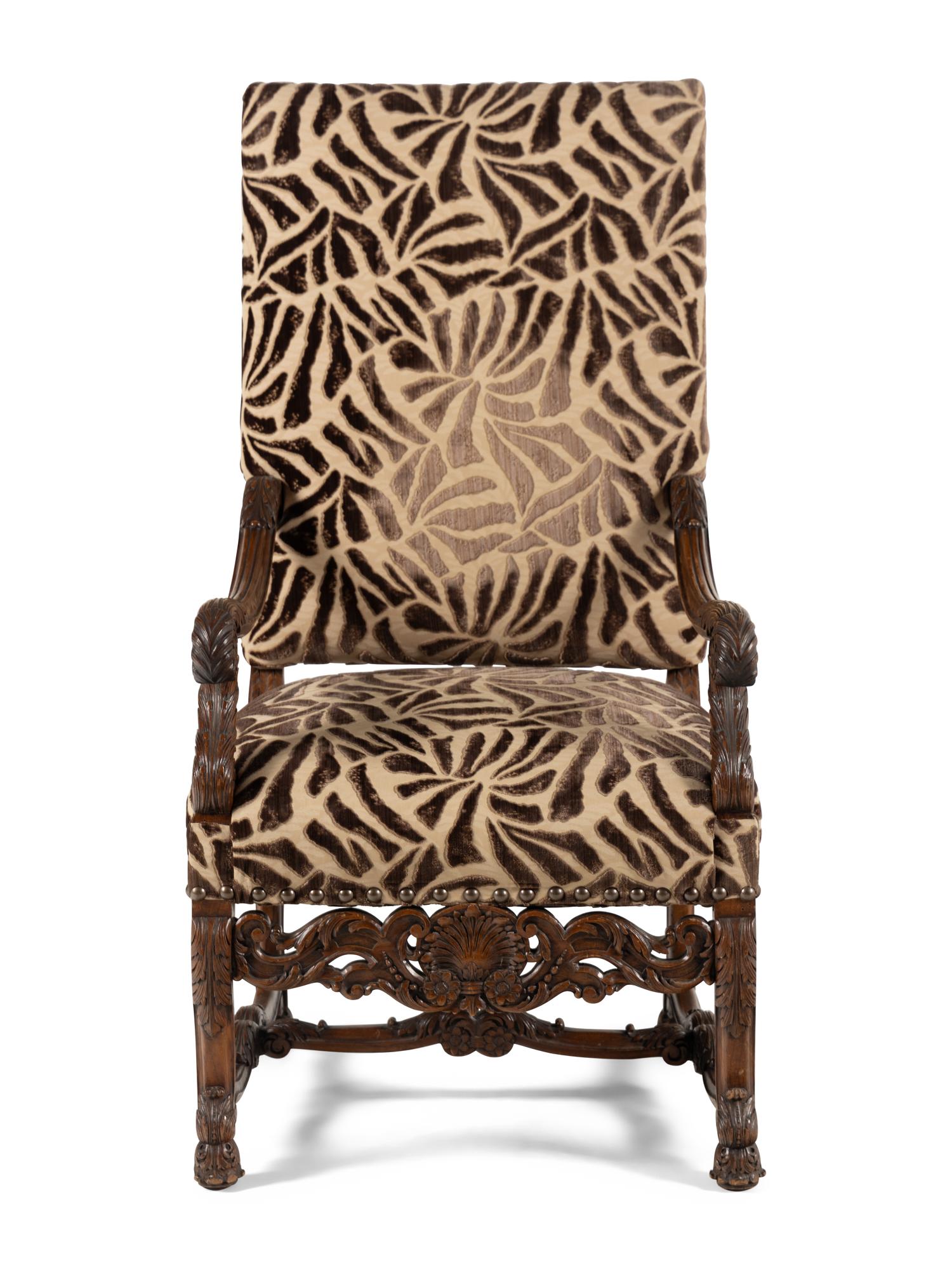 An Italian Rococo Revival Walnut Armchair