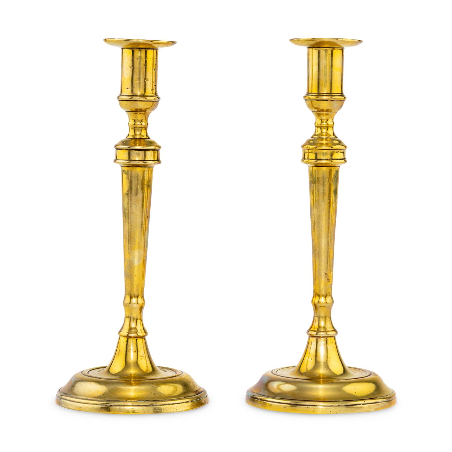 A Pair of English Brass Candlesticks