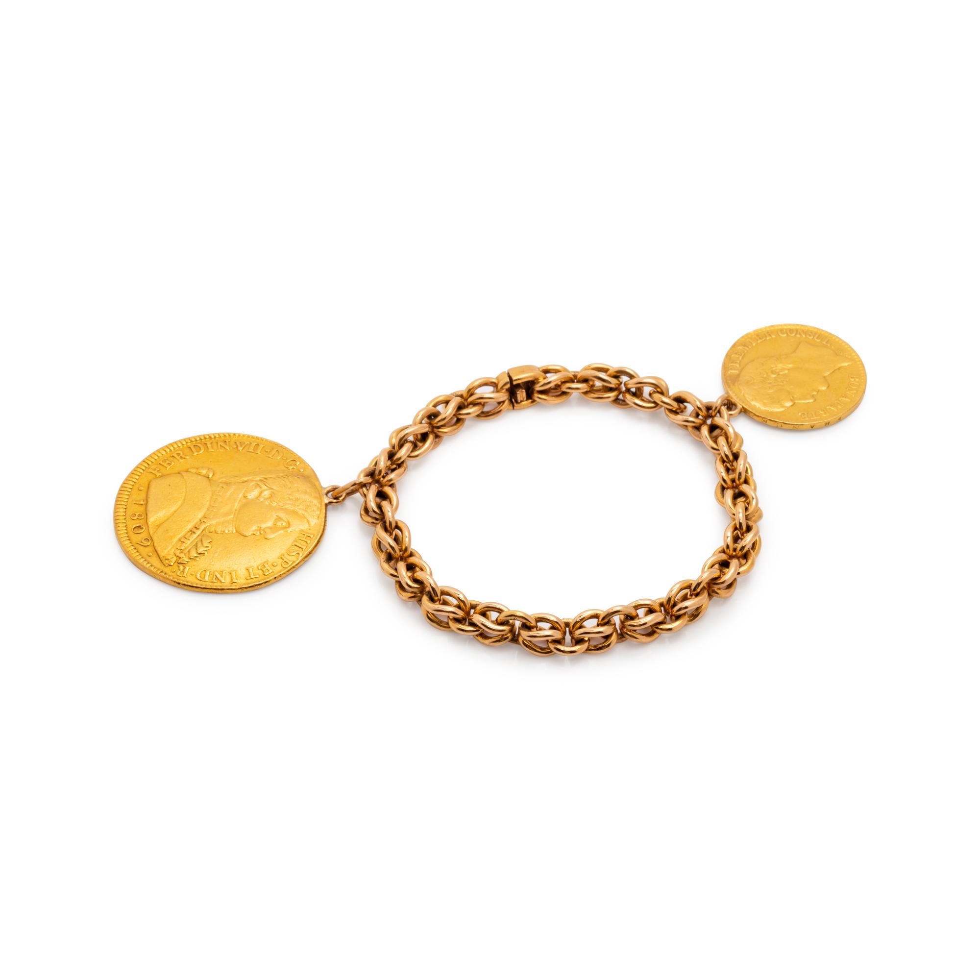 YELLOW GOLD AND COIN BRACELET