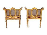 A Pair of Louis XVI Style Giltwood Cane-Back Benches