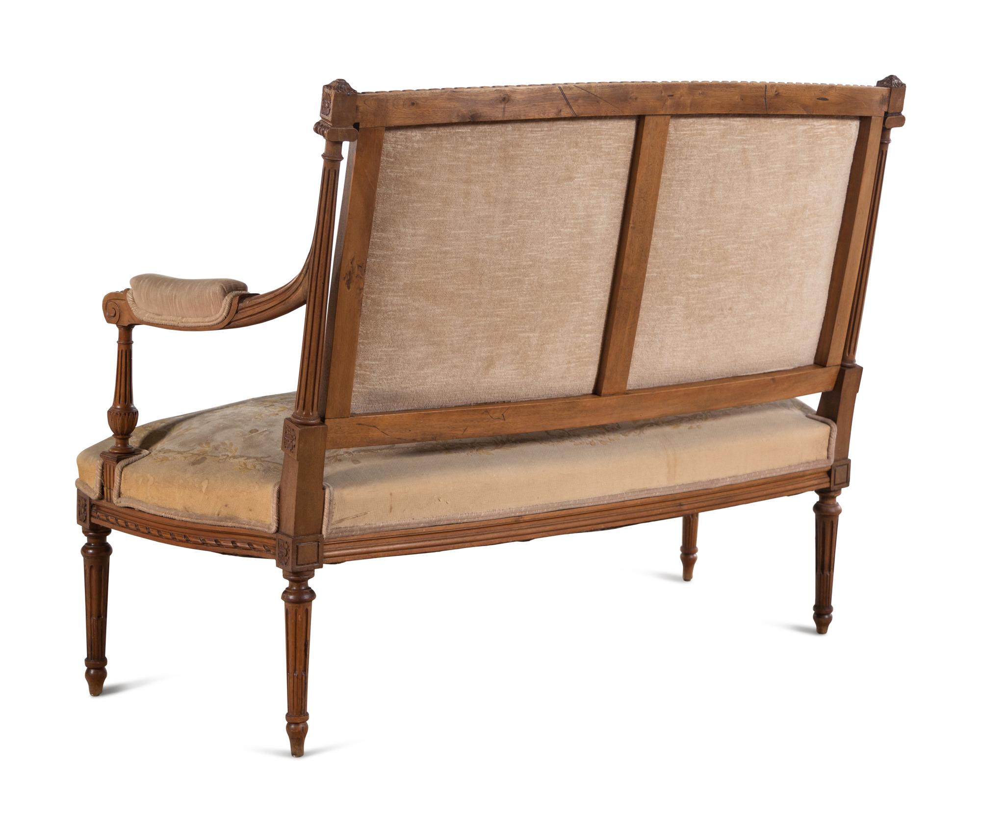 A Louis XVI Style Five-Piece Seating Suite with Tapestry Upholstery