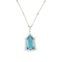 AQUAMARINE AND DIAMOND PENDANT NECKLACE