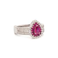 WHITE GOLD, RUBY AND DIAMOND RING