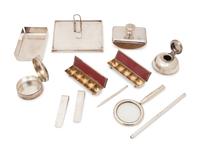 A Collection of Eleven Italian Silver Desk Articles