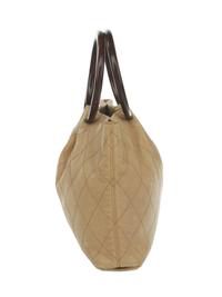 Chanel Wood Handle Tote in Quilted Tan Lambskin