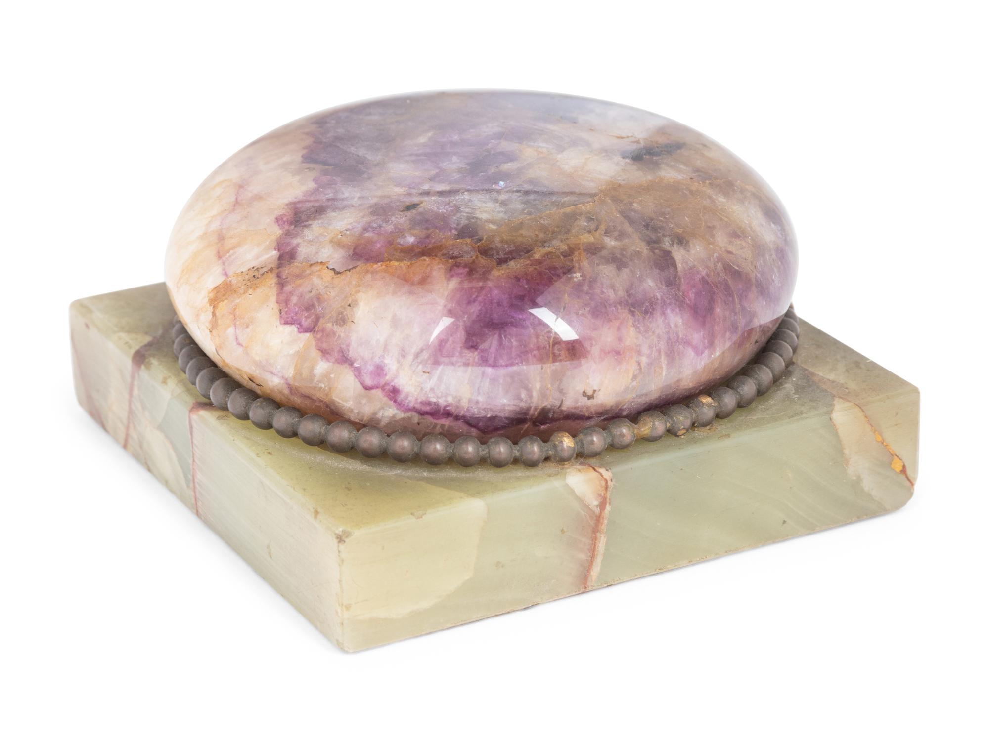 A Blue John and Onyx Paperweight