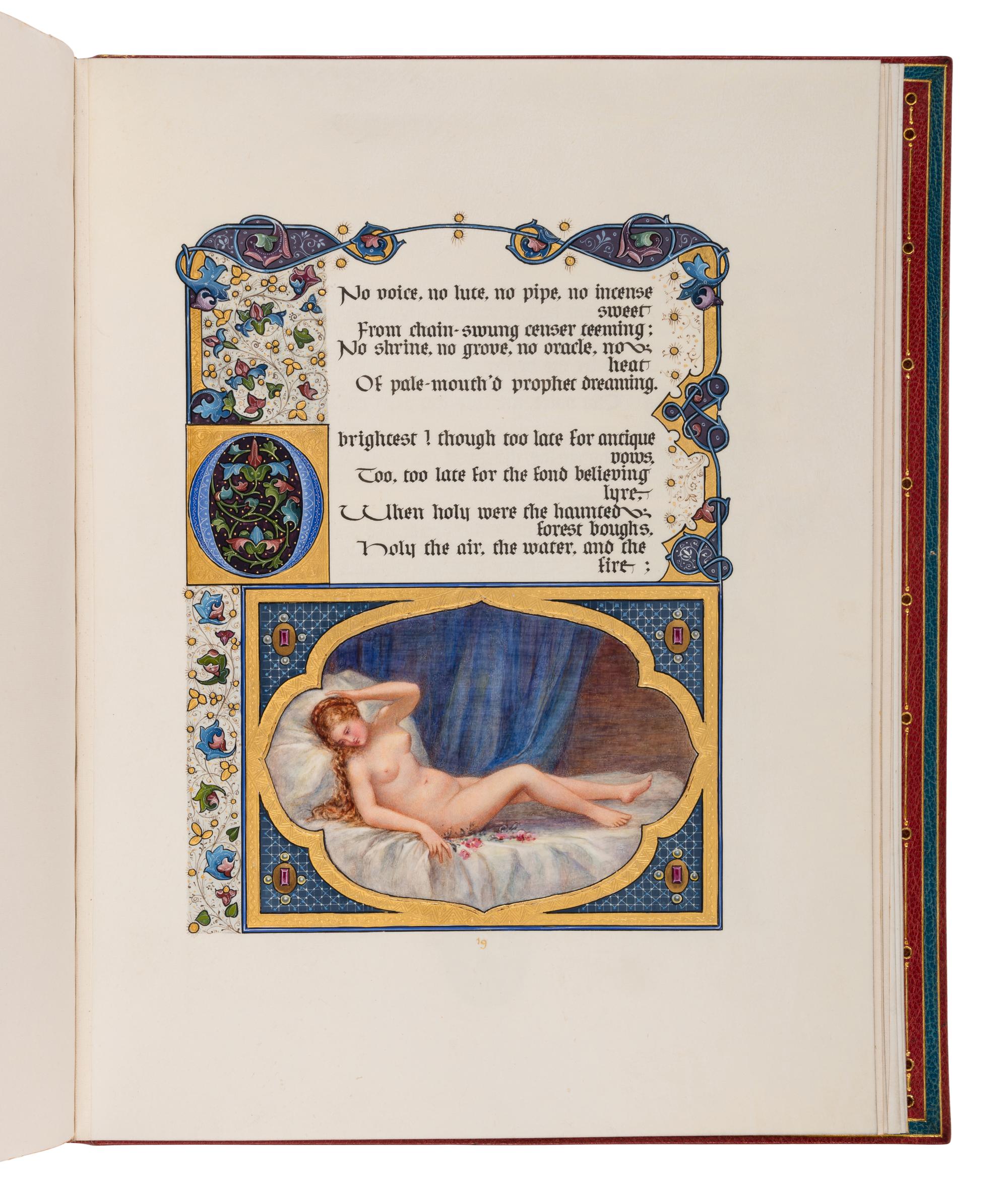 SANGORSKI, Alberto, calligrapher and illuminator. -- KEATS, John (1795-1821). "La Belle Dame sans Merci" -- "Ode on a Grecian Urn" -- "Ode to Psyche." London, 1928.