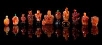 Twelve Carnelian Agate Snuff Bottles — 19TH-20TH CENTURY