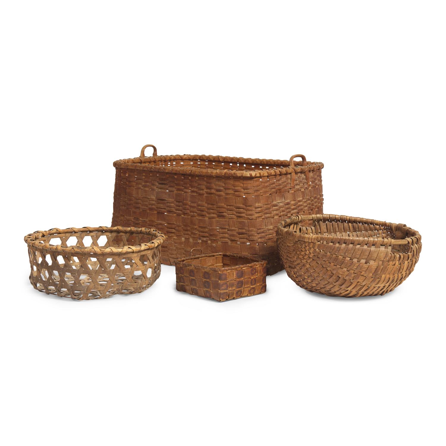 A Group of Four Assorted Woven Splint Baskets