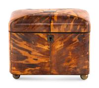 A Regency Silver Mounted Tortoise Shell Tea Caddy
