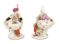 A Pair of Meissen Porcelain Figural Salts